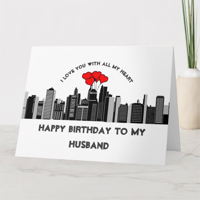 Husband Birthday Love my Heart City Streets Kort (Framsida)