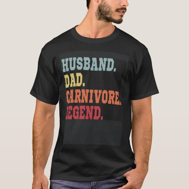 HUSBAND DAD CARNIVORE LEGEND  MEAT LOVING SPORTY F T SHIRT (Framsida)