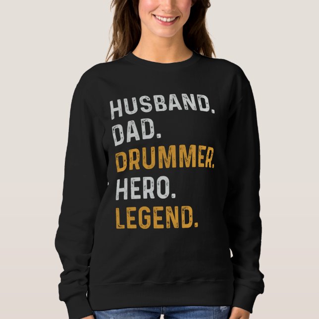 Husband Dad Drummer Hero Legend Drummer Daddy T Shirt (Framsida)