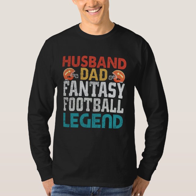 Husband Dad Fantasy Football Legend Men Retro T Shirt (Framsida)