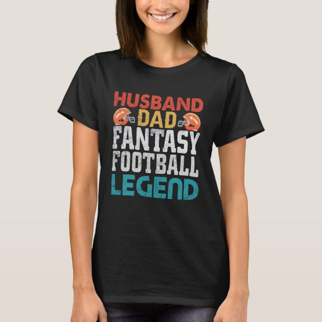 Husband Dad Fantasy Football Legend Men Retro T Shirt (Framsida)
