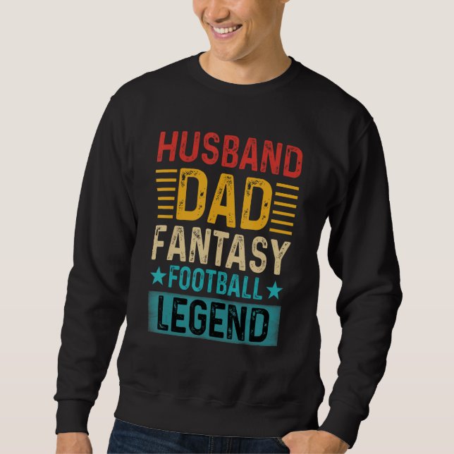 Husband Dad Fantasy Football Legend Retro Father s Lång Ärmad Tröja (Framsida)