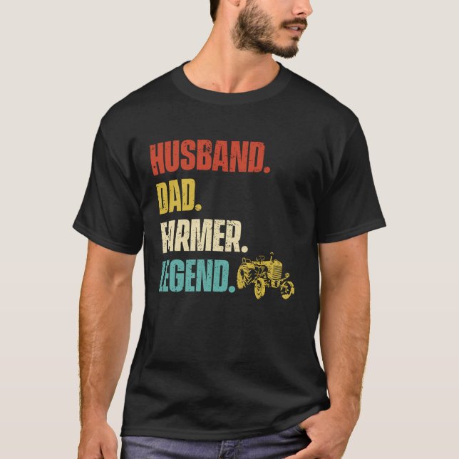Husband Dad Farmer Legend T Shirt (Framsida)