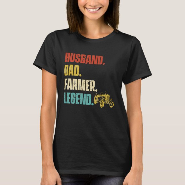 Husband Dad Farmer Legend T Shirt (Framsida)