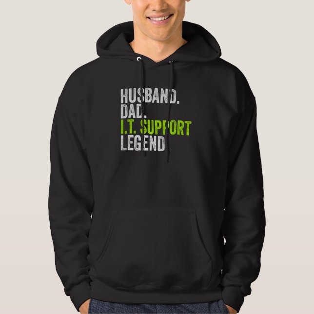 Husband Dad I T Support Legend Network Admin  Offi Hoodie (Framsida)