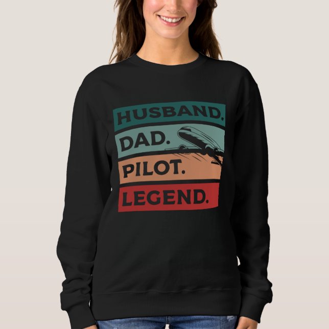 Husband Dad Pilot Legend Aviation Aviator T Shirt (Framsida)