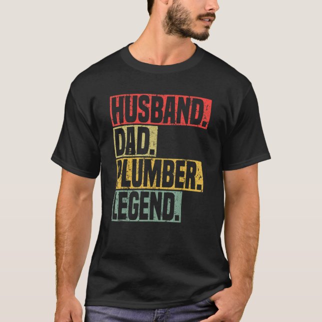 Husband Dad Plumber Legend Tradesman plumbing Pipe T Shirt (Framsida)