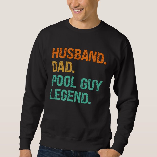 Husband Dad Pool Guy Legend  2 Lång Ärmad Tröja (Framsida)