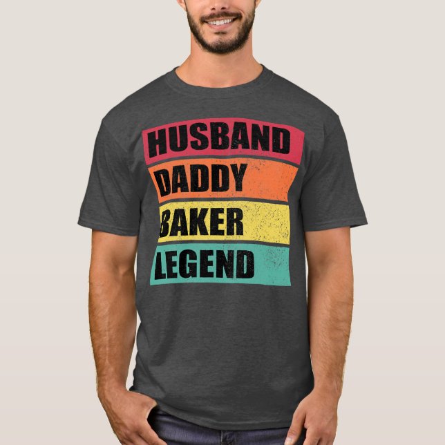 Husband Daddy Baker Legend Retro Father's Day  T Shirt (Framsida)