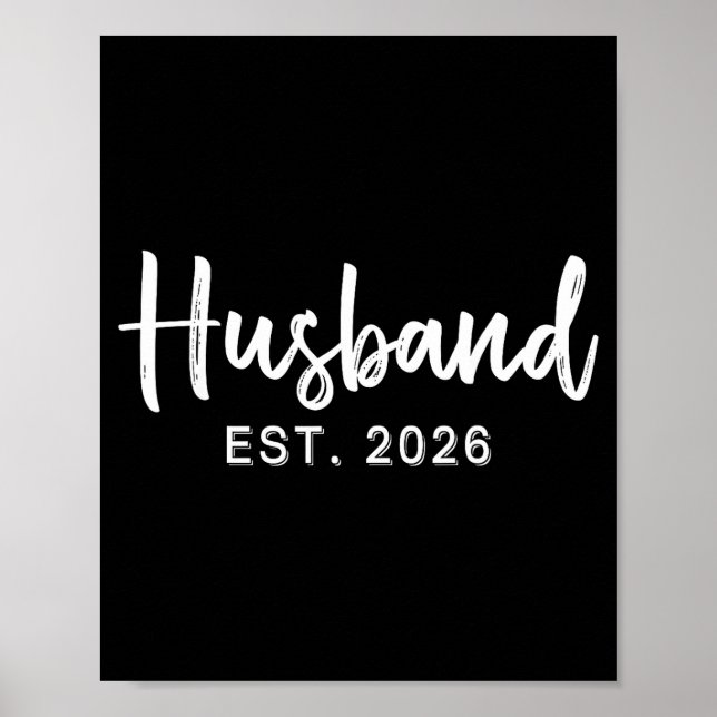 Husband Est 2026 Hubby Just Married Honeymoon Wedd Poster (Framsidan)