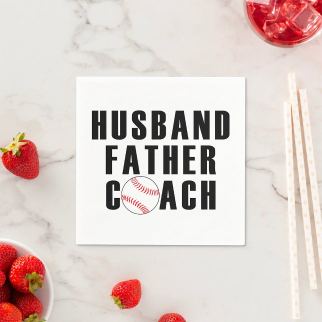 Husband Father Coach Baseball Dad Quote Pappersservett (Skapare uppladdad)