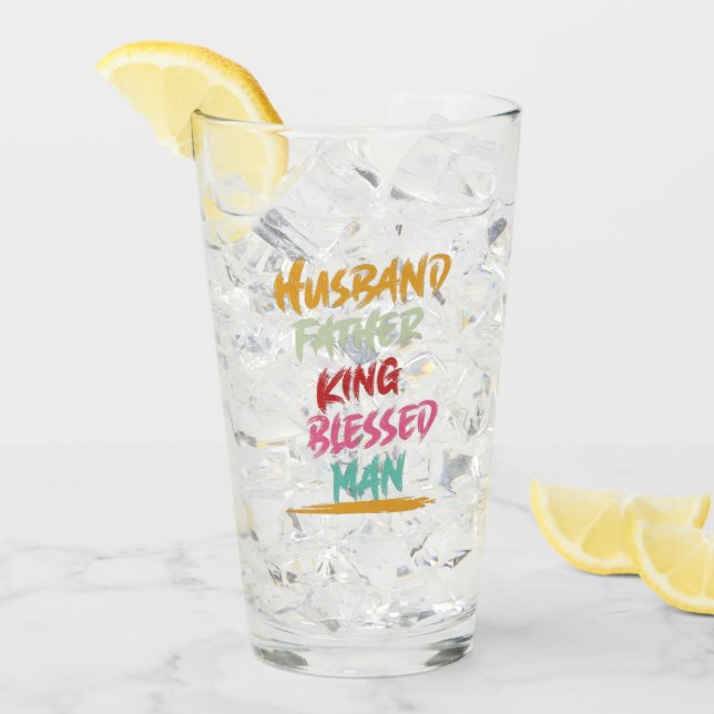 Husband, Father, King, Blessed Man | Father's Day Glaskopp (Framsida Ice)