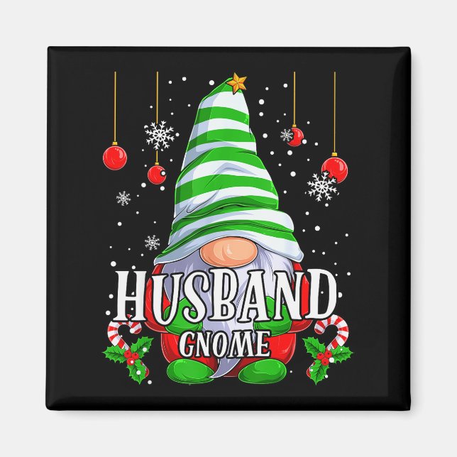 Husband Gnome Christmas Pajamas Matching Family Gr Magnet (Framsidan)