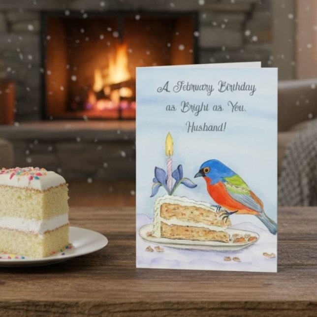 Husband Happy February Birthday Painted Bunt Kort (Skapare uppladdad)