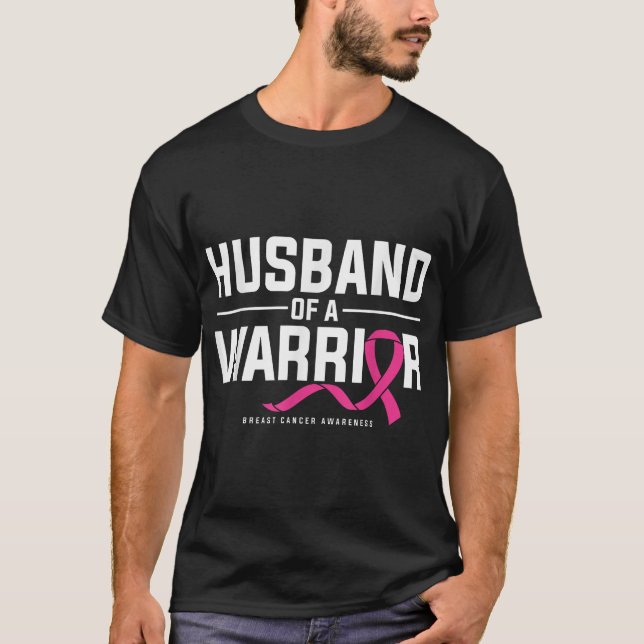 Husband Of A Warrior Breast Cancer Awareness T Shirt (Framsida)