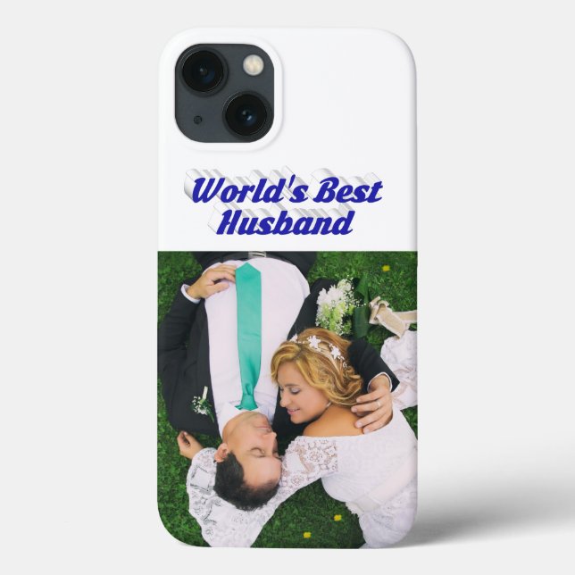 Husband Photo with blue text  iPhone Case (Baksida)