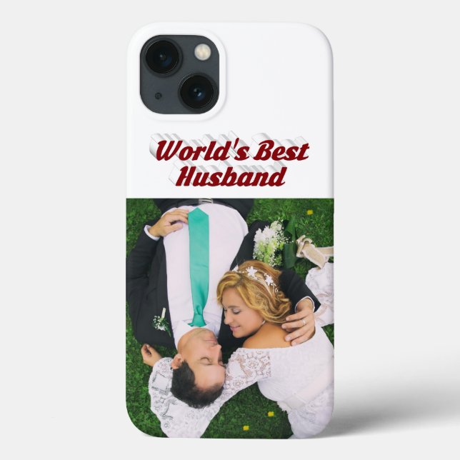 Husband Photo with burgundy text  iPhone Case (Baksida)