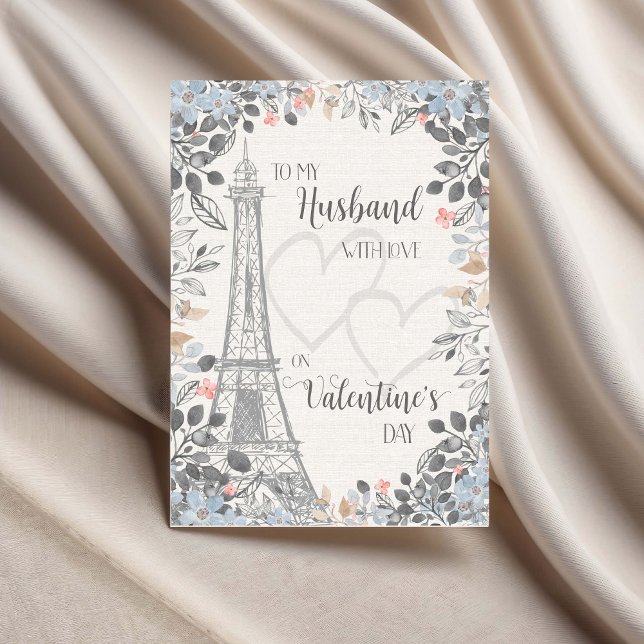 Husband Romantic Valentines Day Eiffel Tower Kort (Skapare uppladdad)