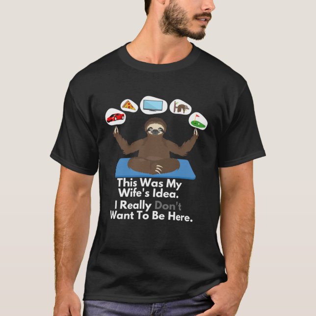 Husband Sloth In Yoga Pose and Deep Meditation For T Shirt (Framsida)
