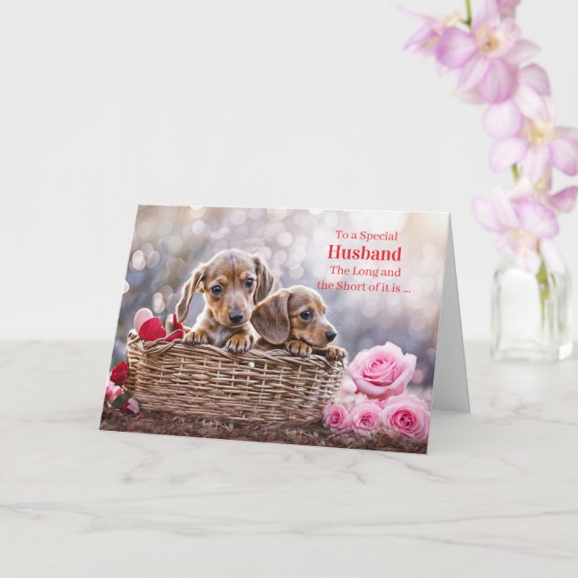 Husband Valentines Day Cute Dachshund  Kort (Orkide)
