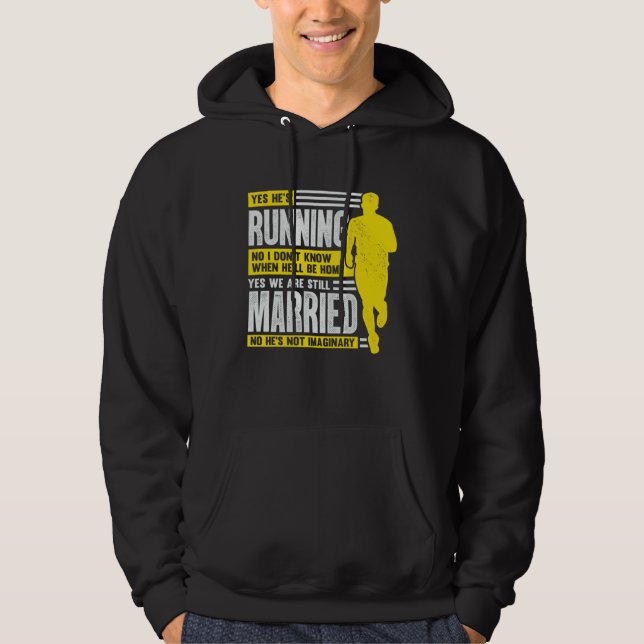Husband Wife Marathon Running for a Runner s Wife Hoodie (Framsida)