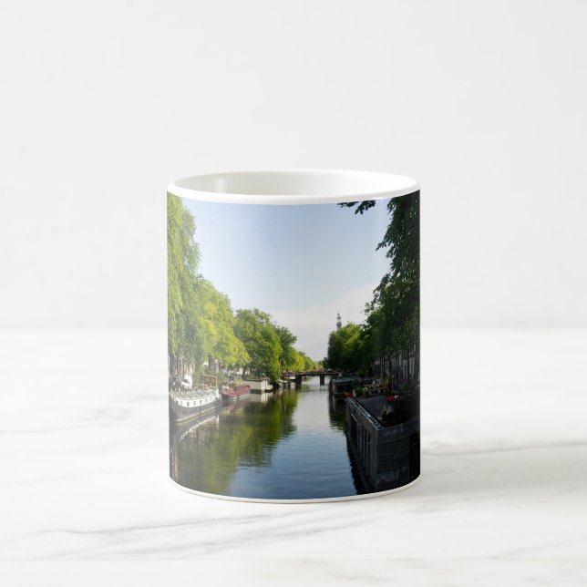 Husbåtar på Amsterdams kanal Kaffemugg (Center)