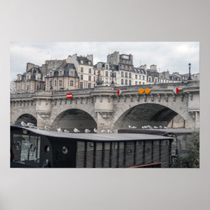 Husbil nära Pont Neuf - Paris, Frankrike Poster