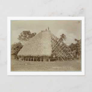Husbyggnad på Samoa, c.1875 (sepia foto) Vykort