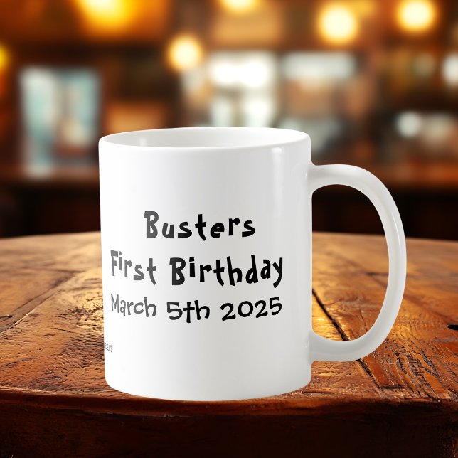 Husdjur 1-års födelsedagsfoto PERSONALISERA Kaffemugg (Skapare uppladdad)