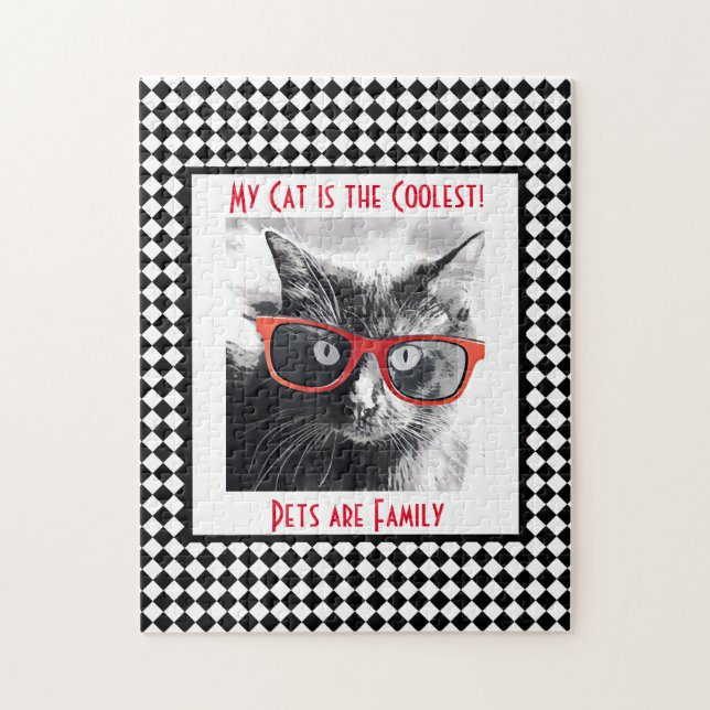 Husdjur är familj, lägg till ditt sällskapsfoto pussel (Vertikal)