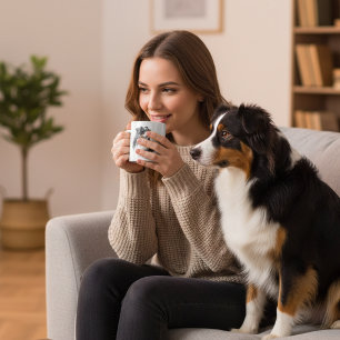   Husdjur Australian Shepherd Svart Akvarell Kaffemugg