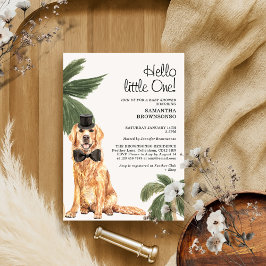 Husdjur Baby Shower Tropic Palm Golden Retriever H Inbjudningar