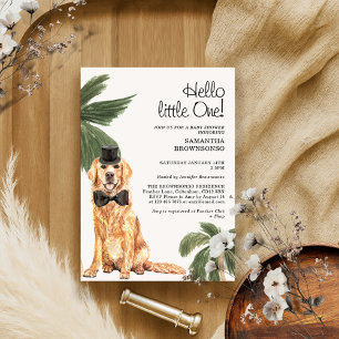 Husdjur Baby Shower Tropic Palm Golden Retriever H Inbjudningar