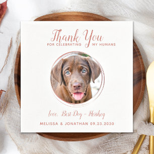 Husdjur Bröllop Modern Rosa Guld Hund Foto Tack Pappersservett