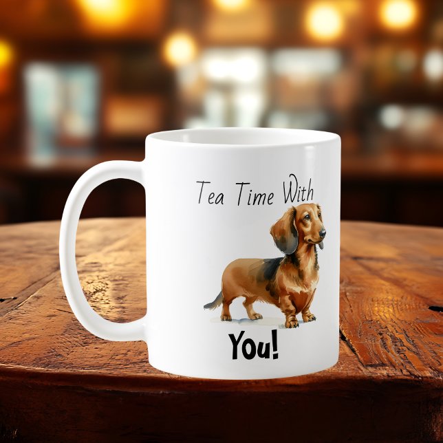 Husdjur Dachshund Bruna 'Tekopps Tid'  Anpassa Kaffemugg (Skapare uppladdad)