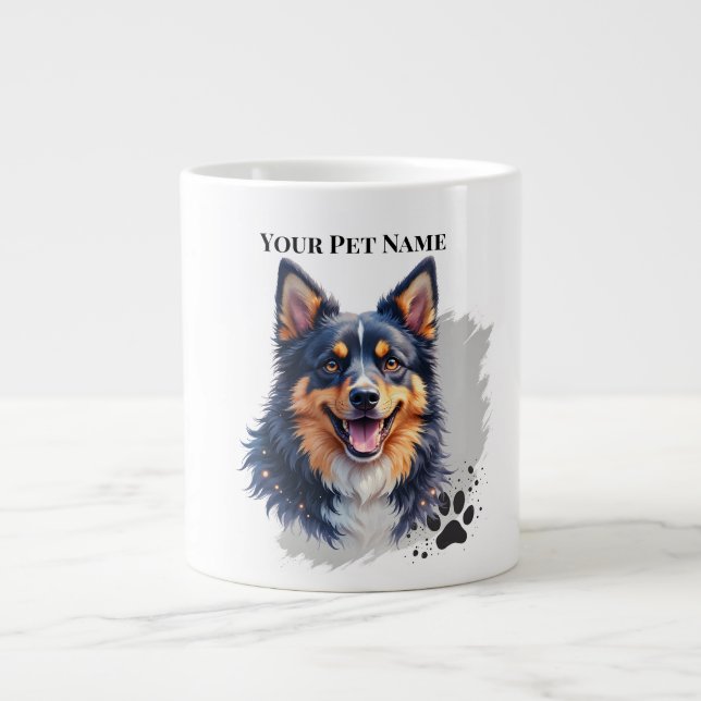 Husdjur Enkel Modern Namn & Foto Anpassad Design Jumbo Mugg (Framsidan)