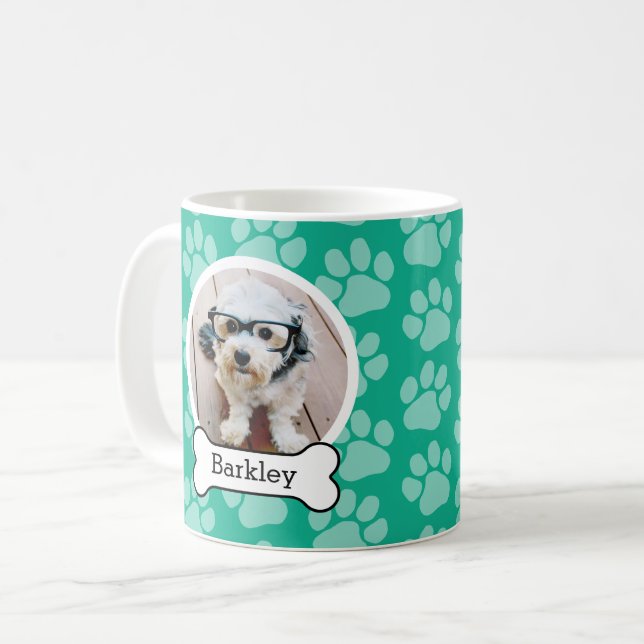 Husdjur Foto med hundben och tassavtryck Grönt Kaffemugg (Framsida vänster)