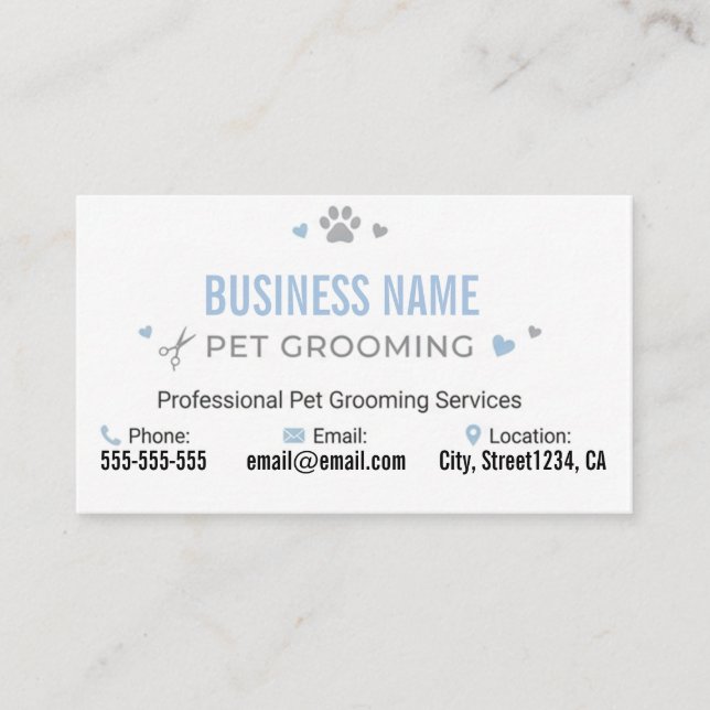 Husdjur Frisör Affärs Kort | Eleganta Pastell Pärl (Framsida)