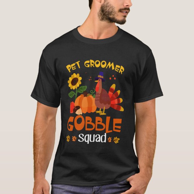 Husdjur Frisör Gobble Squad Kalkon Tacksgiving T Shirt (Framsida)