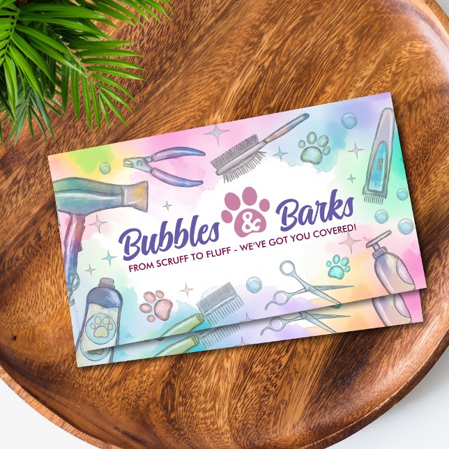 Husdjur Frisörservice - Akvarell konst Visitkort (Skapare uppladdad)