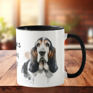 Husdjur Grams Basset Akvarell Brun Personligisera Mugg