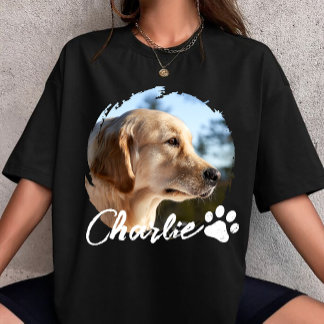 Husdjur Grunge Enkel Modern Anpassad Hund Foto & N T Shirt