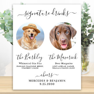 Husdjur Hund Bröllop Signaturdrycker Anpassad Foto Poster