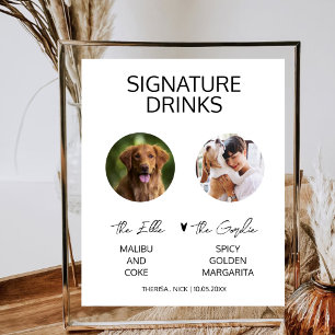 Husdjur Hund Foto Signaturdryck Modern Bröllopsmen Poster