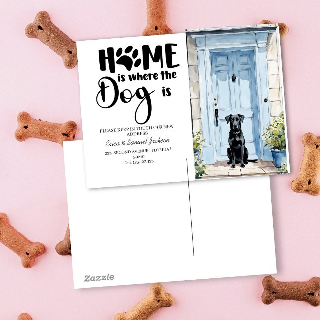 Husdjur hund har flyttat! Ny adress tillkännagivan Meddelande Vykort (Skapare uppladdad)