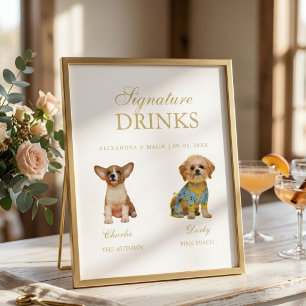 Husdjur Hund Kalligrafi Signaturdryck bröllopsskyl Poster