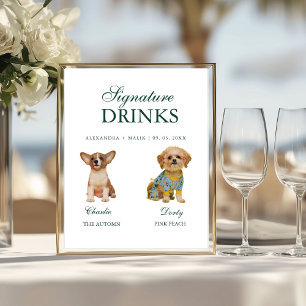 Husdjur Hund Kalligrafi Signaturdryck bröllopsskyl Poster