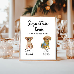 Husdjur Hund Kalligrafi Signaturdryck Bröllopsskyl Poster