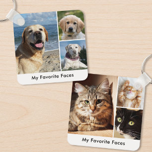 Husdjur Hund Katt Mina Favoritansikten Foto Collag Nyckelring
