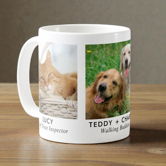 Husdjur Katt Hund 3 Foto Kaffemugg (Pet Cat Dog 3 Photo Coffee Mug)